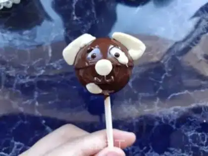 Make Dog lollipop cake step 12