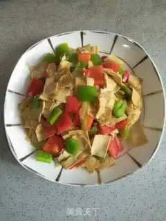 Make Dried tofu, fried peppers step 8