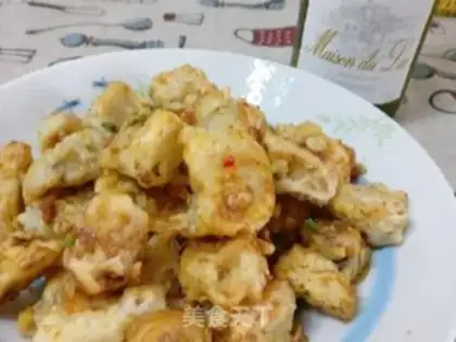 Make Salted egg apricot mushrooms step 9
