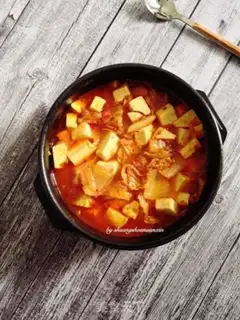 Make Hot cabbage tofu pot step 8