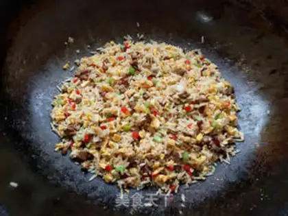 Make Black pepper beef egg fried rice step 6