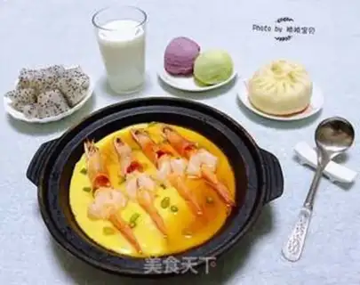 Make Butterfly shrimp steamed eggs step 15