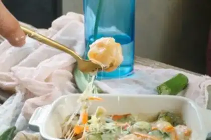 Make Autumn shrimp baked eggs step 7