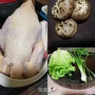 Make Wine and mushroom chicken congee step 0