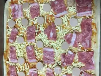 Make Square bacon ham pizza step 11