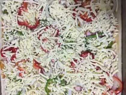 Make Square bacon ham pizza step 13