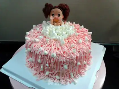 Make A bubble bath and a doll cake step 16