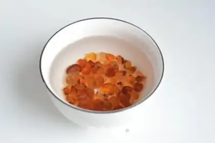 Make Peach gel, silver sap, rice step 1