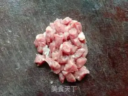 Make Corn green bean eggs, fried meat step 3