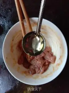 Make Corn green bean eggs, fried meat step 5