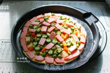Make Ham sausage cheese and pizza step 8