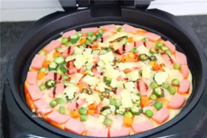 Make Ham sausage cheese and pizza step 10
