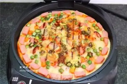 Make Ham sausage cheese and pizza step 12