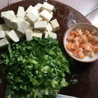 Make Green shrimp tofu step 1