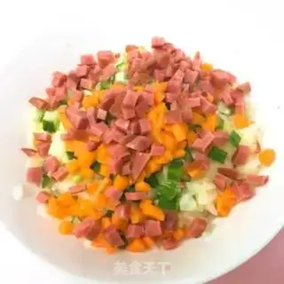 Make Red sausage fried rice step 2