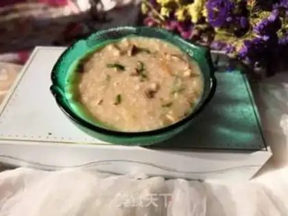 Make Chicken mushroom congee step 8