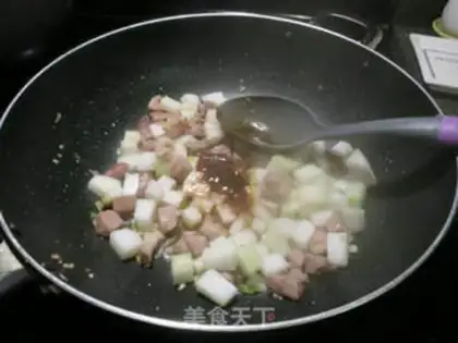 Make Onion cucumber pork porridge step 5