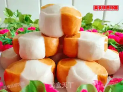 Make Pumpkin double-coloured buns step 10