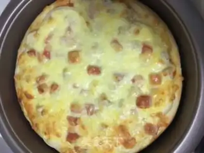 Make Chicken ham pizza step 12