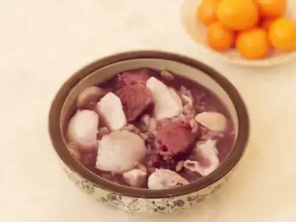 Make Goose eggs, potato rice congee step 6