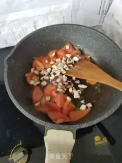 Make Tomato egg mushroom powder step 5