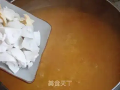 Make Pumpkin double-meat goose porridge step 12