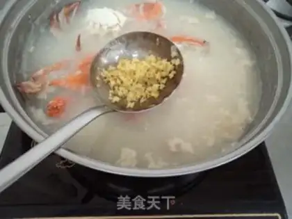 Make Double rice sea crab congee step 6