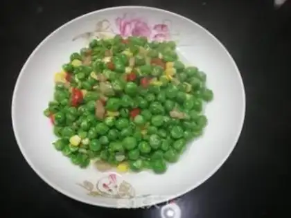 Make Peas corn fried meat step 7