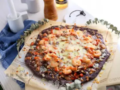 Make Black rice and shrimp bottom pizza step 16