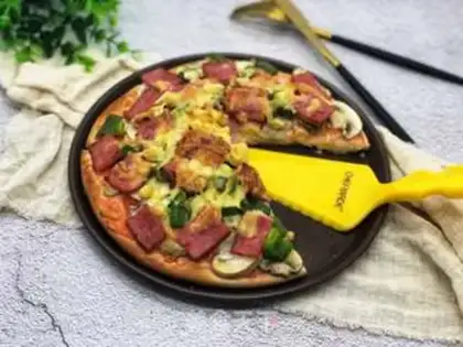 Make Vegetable ham pizza step 7