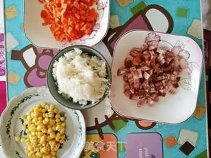 Make Vegetable sausage rice step 3