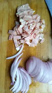 Make Bacon mushroom pizza step 1