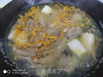 Make Monkey mushrooms, weeds, chicken feet soup step 6