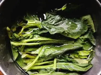 Make A spinach mix fan step 0
