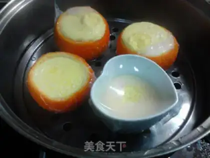 Make Orange bowls of milk and fragrance step 12