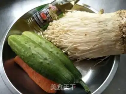 Make Mustard butter cucumbers with golden needle mushrooms step 0