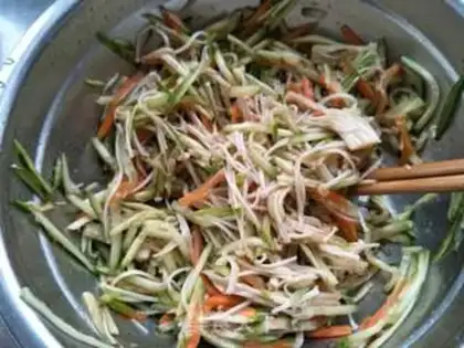 Make Mustard butter cucumbers with golden needle mushrooms step 4