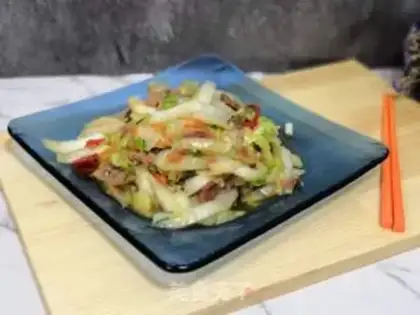 Make Sausage fried cabbage step 8