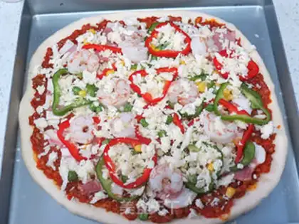 Make Sea, land, and crown pizza step 22