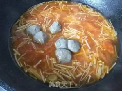 Make Tomato gill mushroom beefball soup step 5