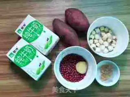Make Milk, red beans, sweet potatoes step 0