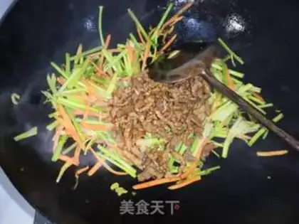 Make Sausage carrots, fried meat step 13