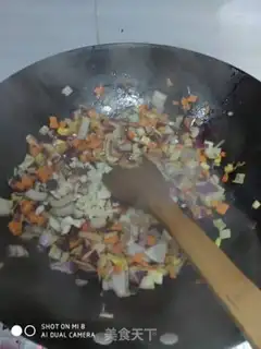 Make Onion egg fried rice step 5
