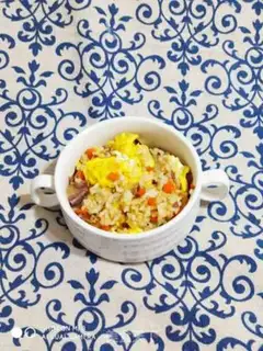 Make Onion egg fried rice step 10