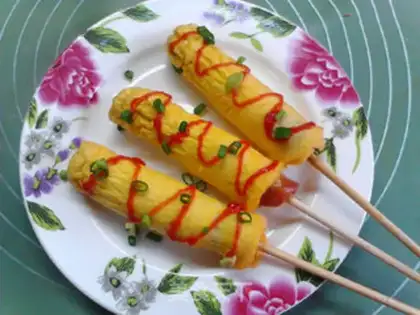 Make Spicy sausage egg sticks step 7
