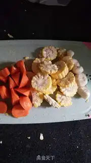 Make Corn carrot steak soup step 1