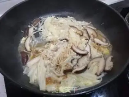 Make Golden mushroom fried eggs step 6