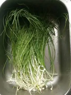 Make Wild onion fried eggs step 1