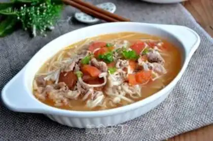 Make Gold-cracking mushroom tomato fat cow soup step 10
