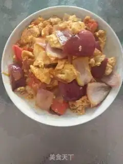 Make Round onion tomato fried eggs step 7